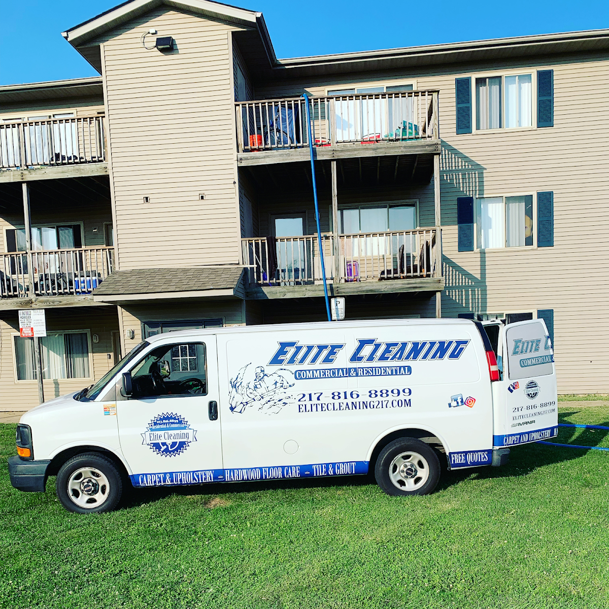 Elite Cleaning van on a job